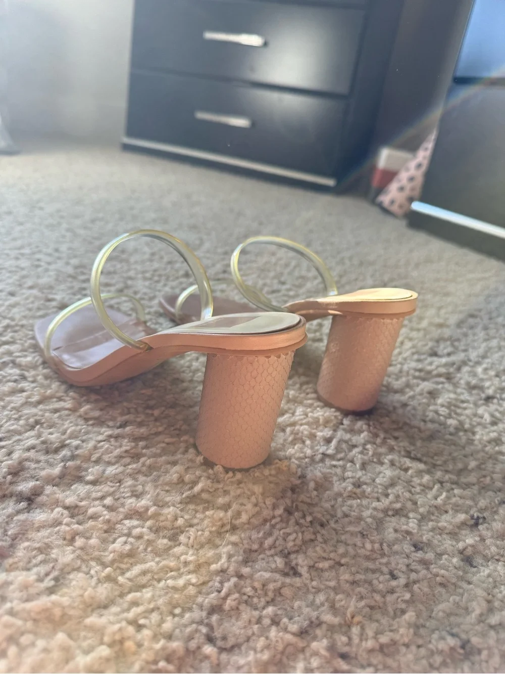Dolce Vita Clear Double-Strap Heeled Sandals in Nude - Picture 3 of 6